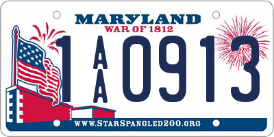 MD license plate 1AA0913