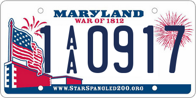 MD license plate 1AA0917