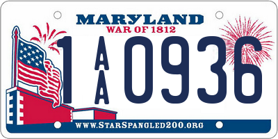 MD license plate 1AA0936