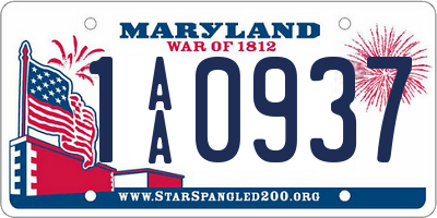 MD license plate 1AA0937