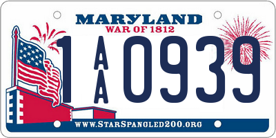 MD license plate 1AA0939