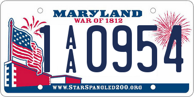 MD license plate 1AA0954