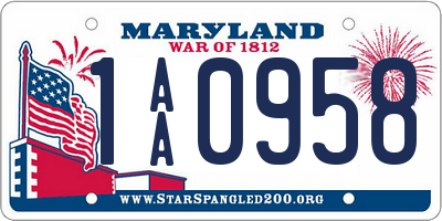 MD license plate 1AA0958