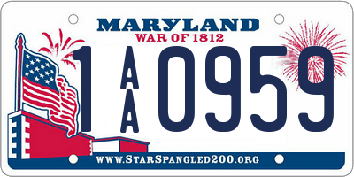 MD license plate 1AA0959