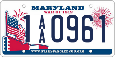 MD license plate 1AA0961