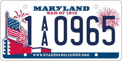 MD license plate 1AA0965