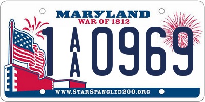 MD license plate 1AA0969