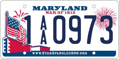 MD license plate 1AA0973