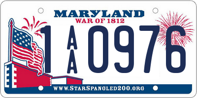 MD license plate 1AA0976