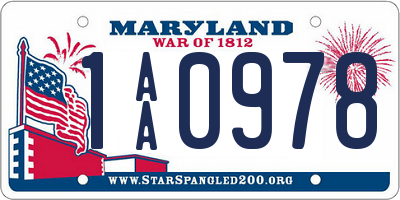 MD license plate 1AA0978