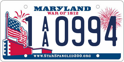 MD license plate 1AA0994