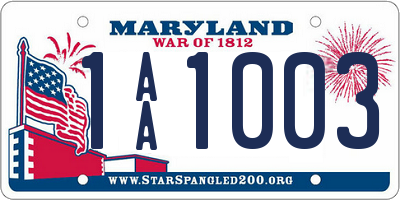 MD license plate 1AA1003