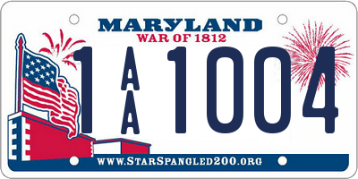 MD license plate 1AA1004