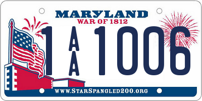 MD license plate 1AA1006