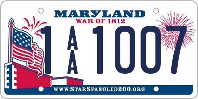 MD license plate 1AA1007