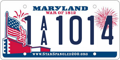 MD license plate 1AA1014