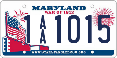 MD license plate 1AA1015