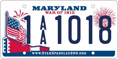 MD license plate 1AA1018