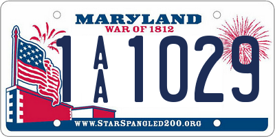 MD license plate 1AA1029