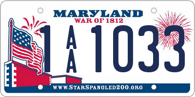 MD license plate 1AA1033