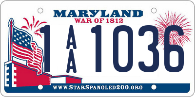 MD license plate 1AA1036