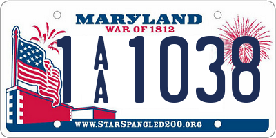 MD license plate 1AA1038