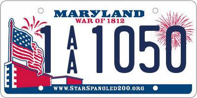 MD license plate 1AA1050