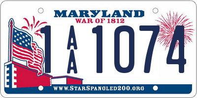 MD license plate 1AA1074