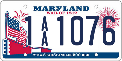 MD license plate 1AA1076