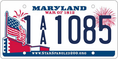 MD license plate 1AA1085
