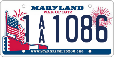 MD license plate 1AA1086