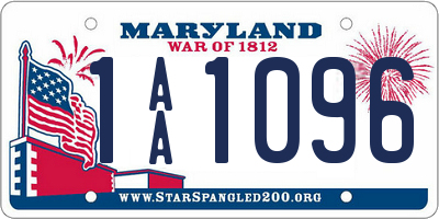 MD license plate 1AA1096