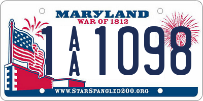 MD license plate 1AA1098