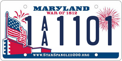 MD license plate 1AA1101