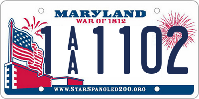 MD license plate 1AA1102