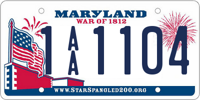 MD license plate 1AA1104