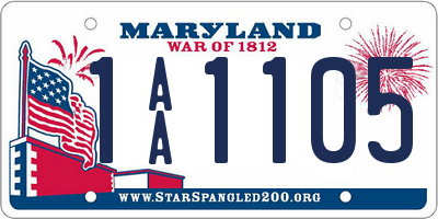 MD license plate 1AA1105