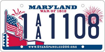 MD license plate 1AA1108