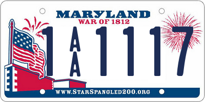 MD license plate 1AA1117