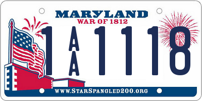 MD license plate 1AA1118