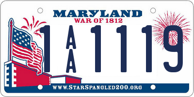 MD license plate 1AA1119
