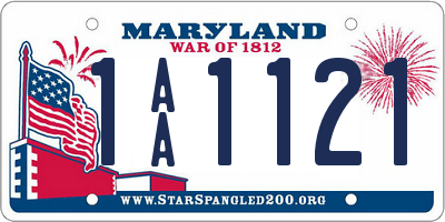 MD license plate 1AA1121