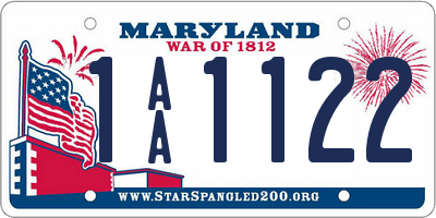 MD license plate 1AA1122