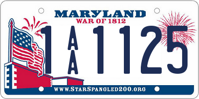 MD license plate 1AA1125