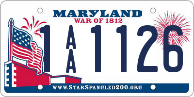 MD license plate 1AA1126