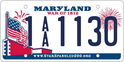 MD license plate 1AA1130