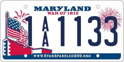 MD license plate 1AA1133