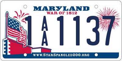 MD license plate 1AA1137