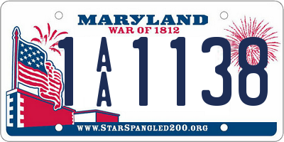 MD license plate 1AA1138