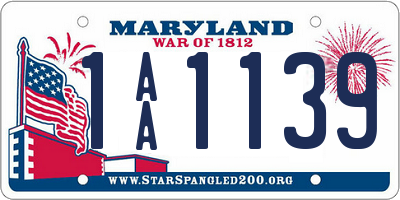 MD license plate 1AA1139